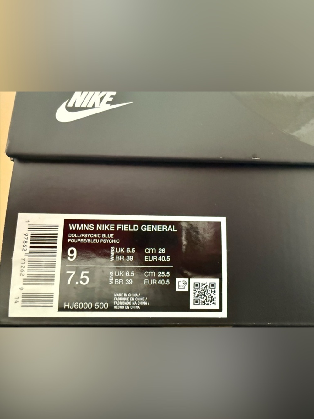 Nike women’s field general shoes new in box size 9 in colors doll&psychic blue - Picture 11 of 11